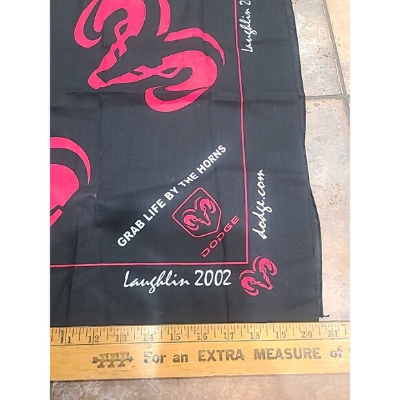 Vintage Dodge Ram Black Bandana Scarf Grab Life By The Horns 2002 Laughlin Promo - Picture 4 of 5